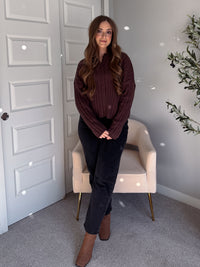 Campbell Wide Ribbed Cardigan (Chocolate)