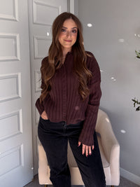 Campbell Wide Ribbed Cardigan (Chocolate)