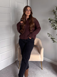 Campbell Wide Ribbed Cardigan (Chocolate)