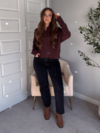 Campbell Wide Ribbed Cardigan (Chocolate)