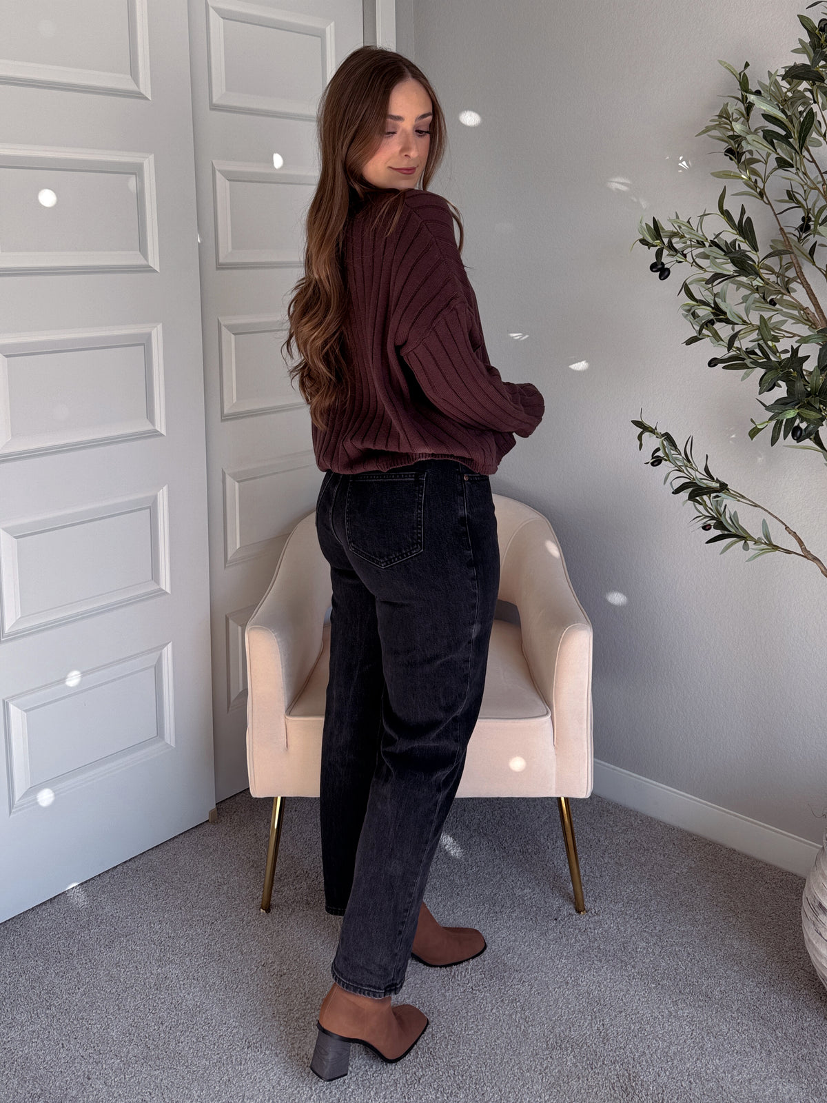 Campbell Wide Ribbed Cardigan (Chocolate)