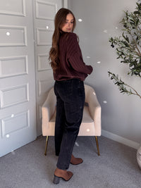 Campbell Wide Ribbed Cardigan (Chocolate)