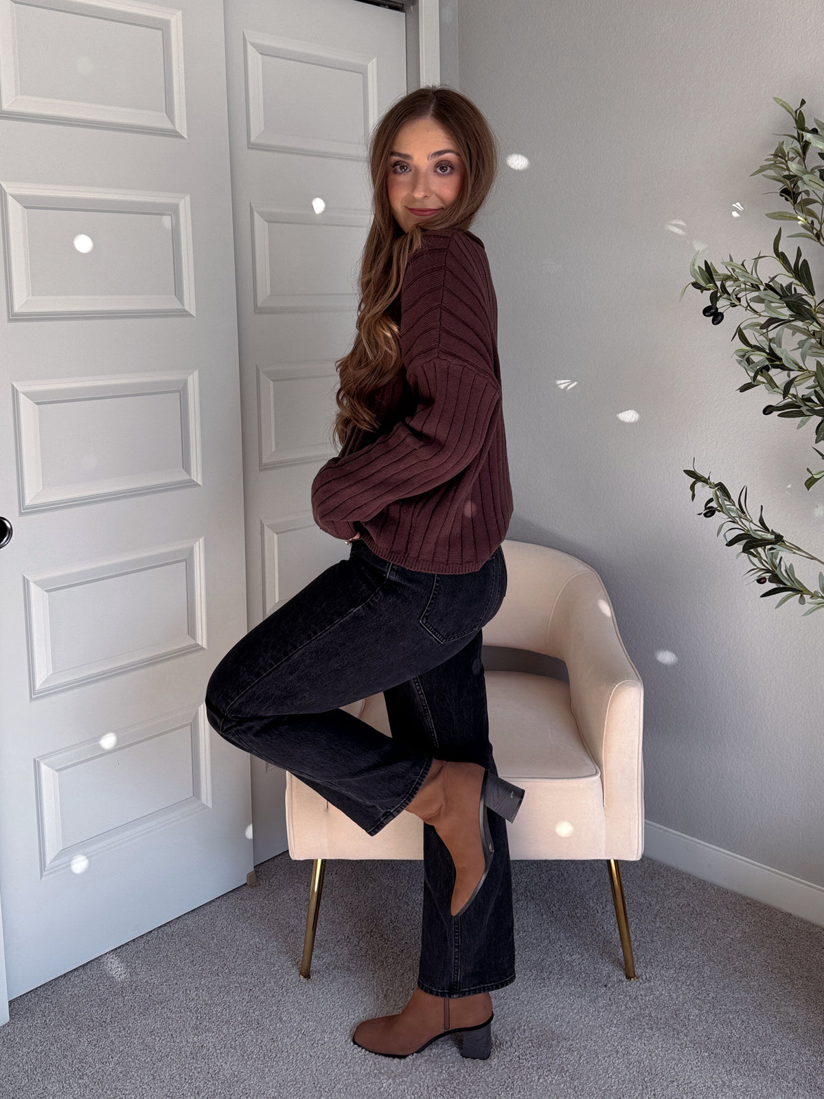 Campbell Wide Ribbed Cardigan (Chocolate)