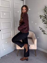 Campbell Wide Ribbed Cardigan (Chocolate)