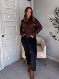 Campbell Wide Ribbed Cardigan (Chocolate)