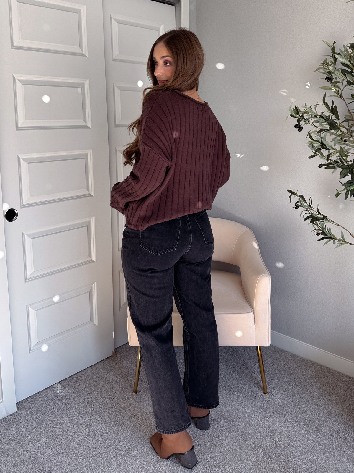 Campbell Wide Ribbed Cardigan (Chocolate)