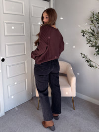 Campbell Wide Ribbed Cardigan (Chocolate)