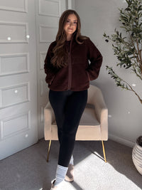 Carlisle Zip Up Mock Neck Fleece Jacket (Brown)