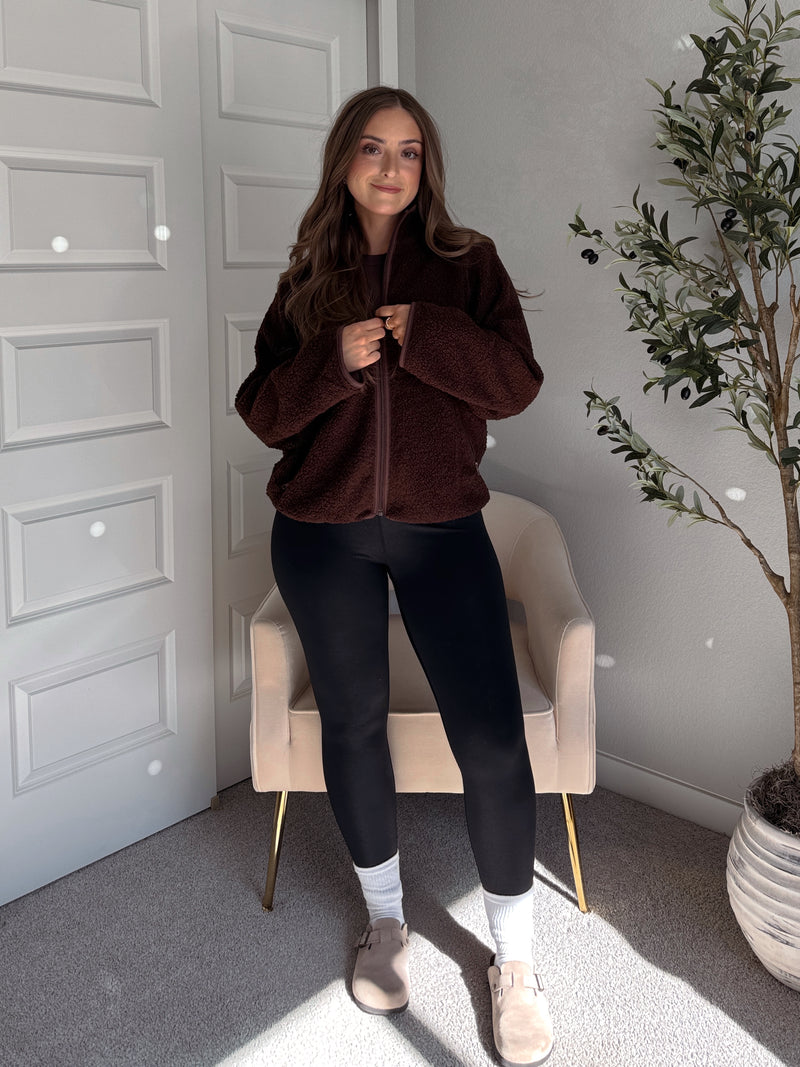 Carlisle Zip Up Mock Neck Fleece Jacket (Brown)