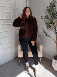 Carlisle Zip Up Mock Neck Fleece Jacket (Brown)