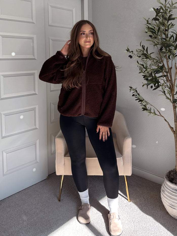 Carlisle Zip Up Mock Neck Fleece Jacket (Brown)