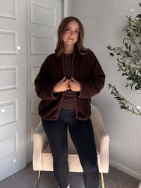 Carlisle Zip Up Mock Neck Fleece Jacket (Brown)