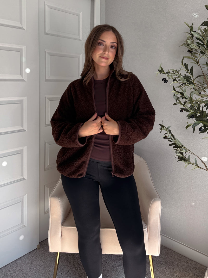 Carlisle Zip Up Mock Neck Fleece Jacket (Brown)