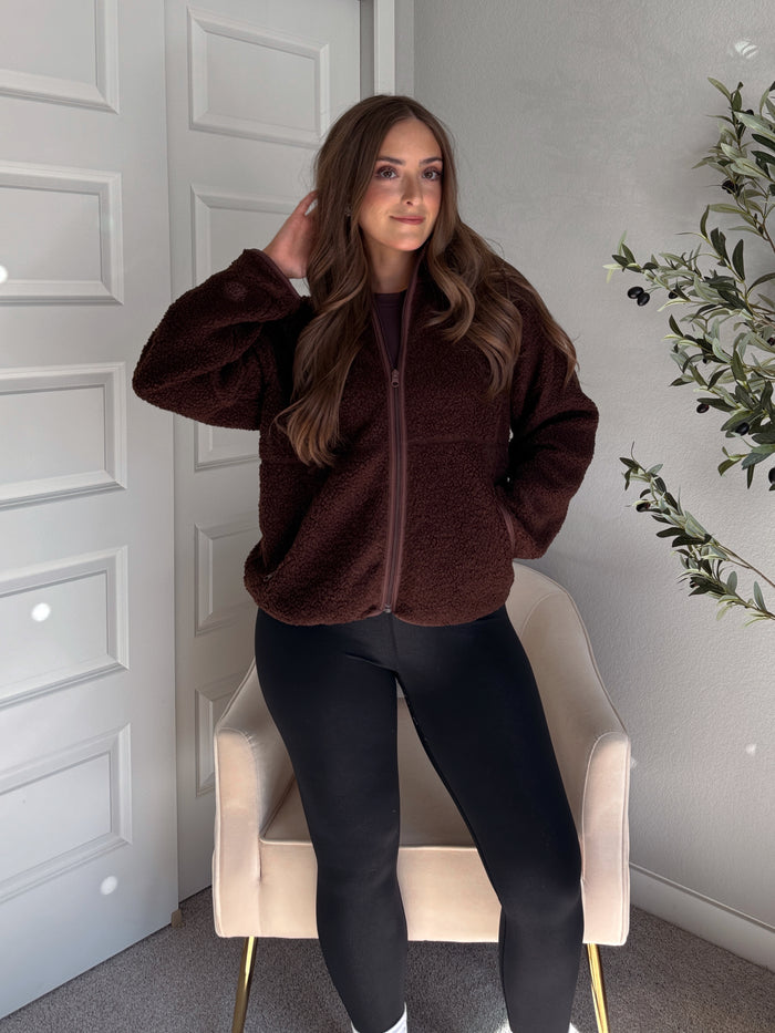 Carlisle Zip Up Mock Neck Fleece Jacket (Brown)