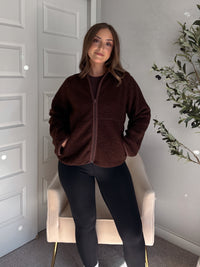 Carlisle Zip Up Mock Neck Fleece Jacket (Brown)