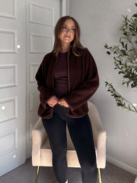 Carlisle Zip Up Mock Neck Fleece Jacket (Brown)