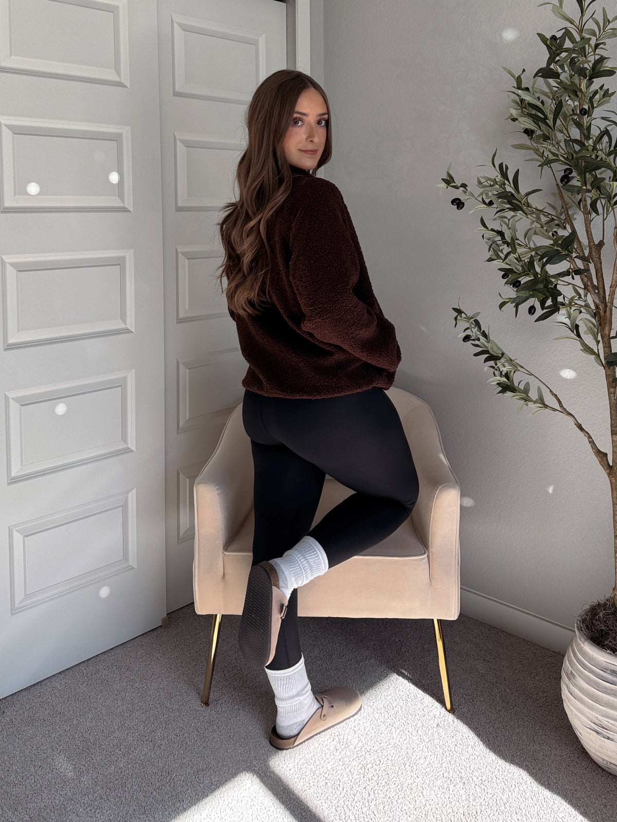 Carlisle Zip Up Mock Neck Fleece Jacket (Brown)