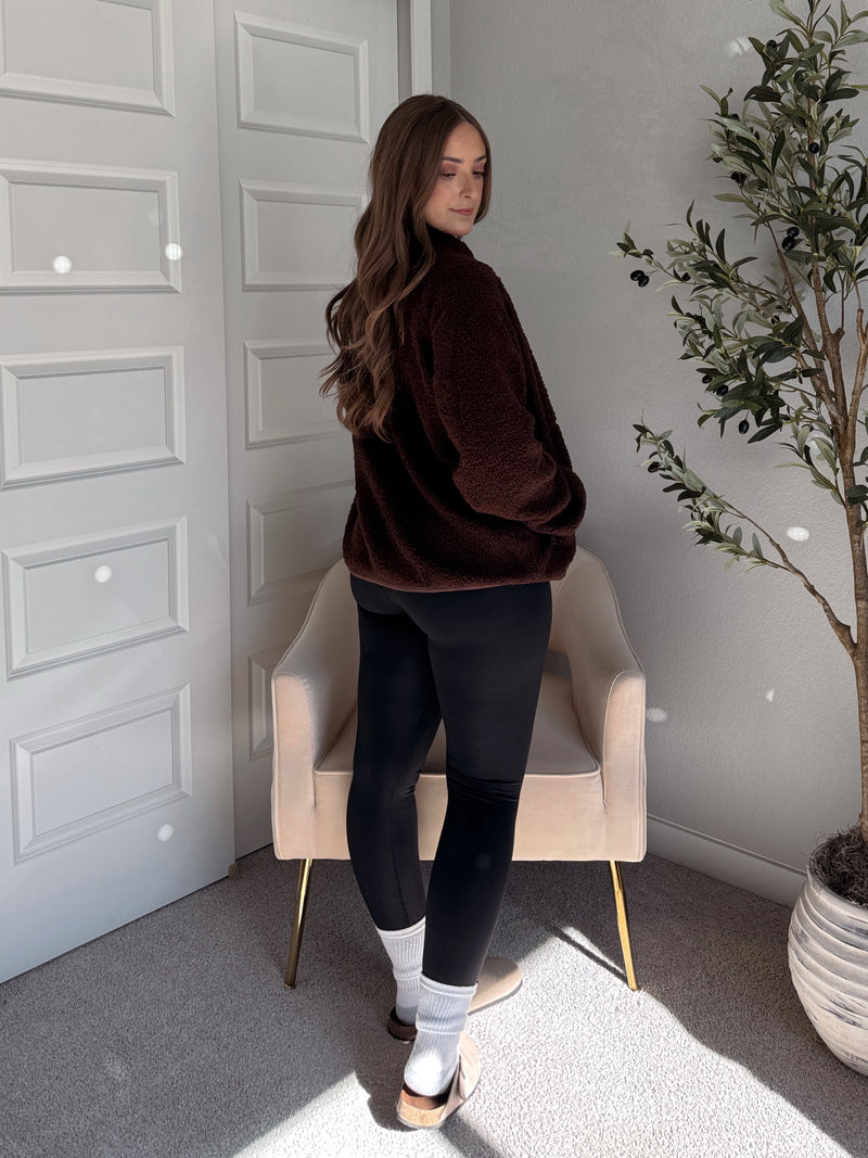 Carlisle Zip Up Mock Neck Fleece Jacket (Brown)