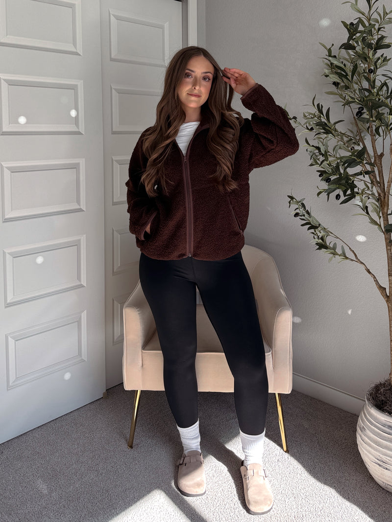 Carlisle Zip Up Mock Neck Fleece Jacket (Brown)