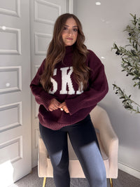 Chalet ‘Ski’ Oversized Mock Neck Sweater (Wine)