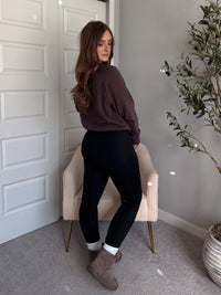 Chestnut Mineral Wash Lace Cotton Pullover (Espresso)