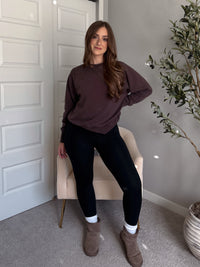 Chestnut Mineral Wash Lace Cotton Pullover (Espresso)