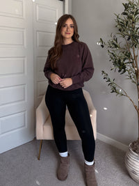 Chestnut Mineral Wash Lace Cotton Pullover (Espresso)