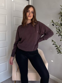 Chestnut Mineral Wash Lace Cotton Pullover (Espresso)