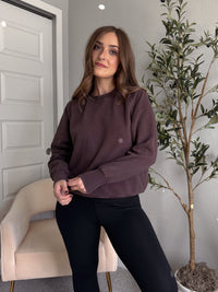 Chestnut Mineral Wash Lace Cotton Pullover (Espresso)
