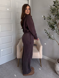 Chestnut Mineral Wash Lace Cotton Pullover (Espresso)