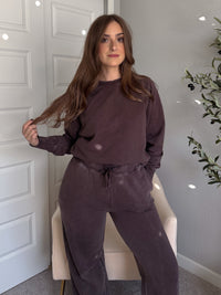 Chestnut Mineral Wash Lace Cotton Pullover (Espresso)