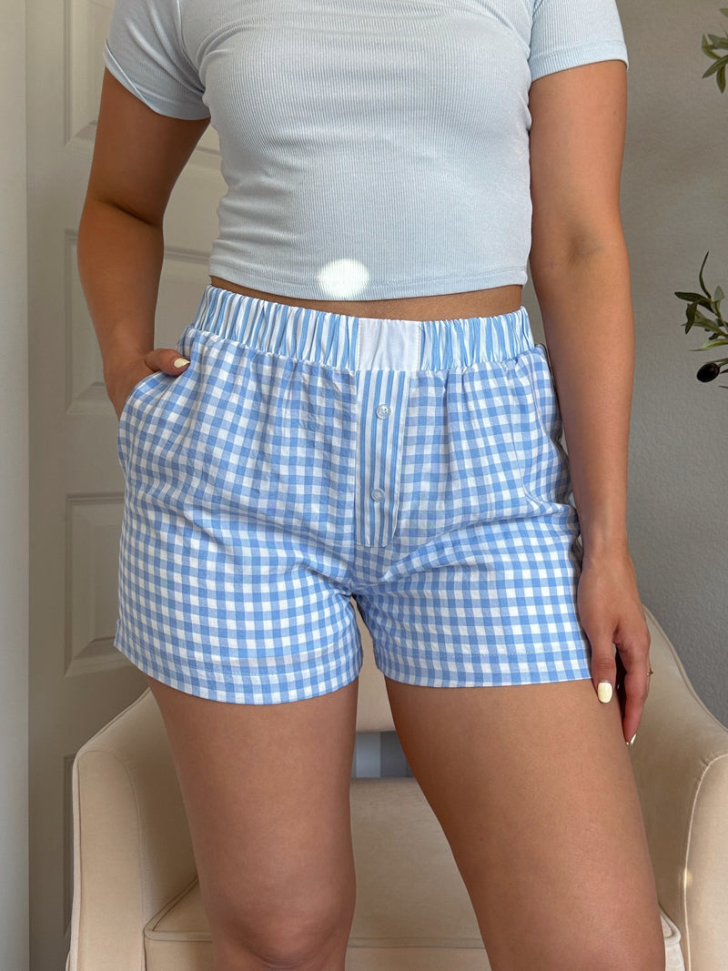 Cheyenne Gingham Boxer Shorts (Blue)