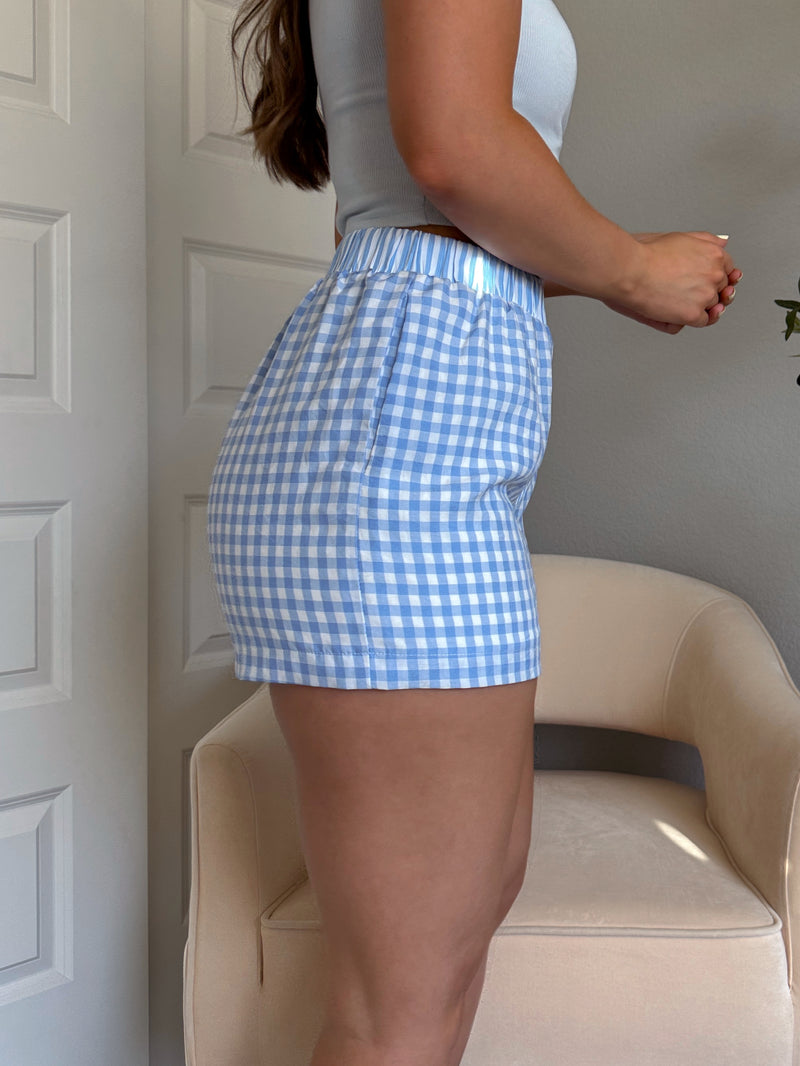 Cheyenne Gingham Boxer Shorts (Blue)