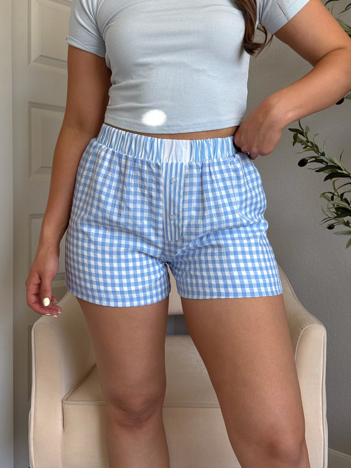 Cheyenne Gingham Boxer Shorts (Blue)