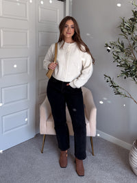 Claire Textured Crew Neck Cardigan (Ivory)
