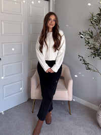 Claire Textured Crew Neck Cardigan (Ivory)