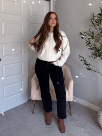 Claire Textured Crew Neck Cardigan (Ivory)