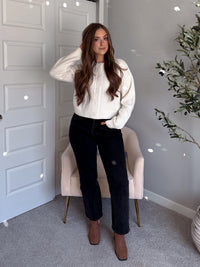 Claire Textured Crew Neck Cardigan (Ivory)