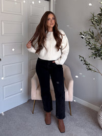Claire Textured Crew Neck Cardigan (Ivory)