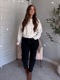 Claire Textured Crew Neck Cardigan (Ivory)