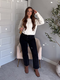 Claire Textured Crew Neck Cardigan (Ivory)