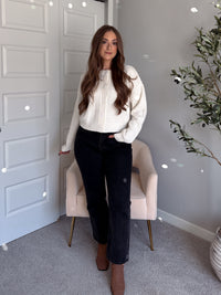 Claire Textured Crew Neck Cardigan (Ivory)