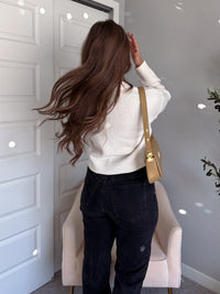 Claire Textured Crew Neck Cardigan (Ivory)
