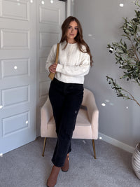 Claire Textured Crew Neck Cardigan (Ivory)