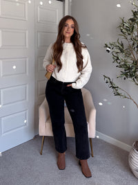 Claire Textured Crew Neck Cardigan (Ivory)