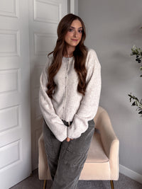 Clara Relaxed Fit Ribbed Cardigan (Oatmeal)