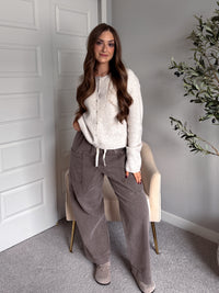 Clara Relaxed Fit Ribbed Cardigan (Oatmeal)