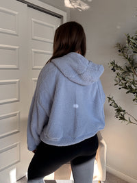 Cloudline Quarter Zip Hooded Sherpa Jacket (Lavender Blue)