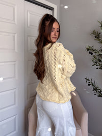 Clover Cable Knit Pullover Sweater (Butter Yellow)