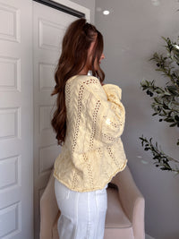 Clover Cable Knit Pullover Sweater (Butter Yellow)